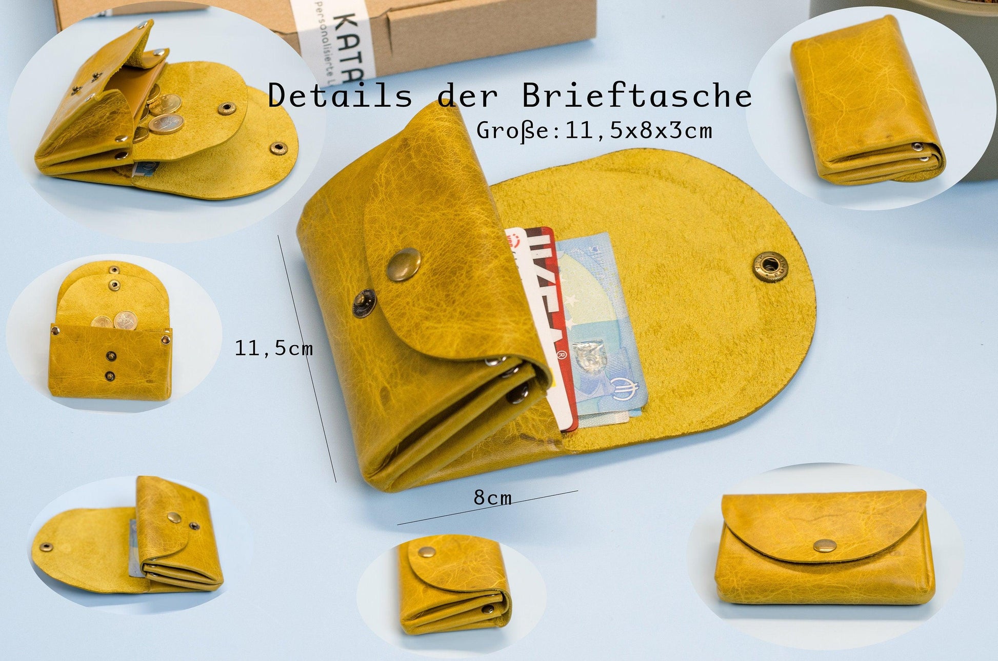 Frauen Geldbeutel - Kleines minimalistisches Portemonnaie für Damen - Einzigartiges Geschenk - Schlanke Brieftasche - Größe: ca.11,5x8x3,5cm - KATAAB