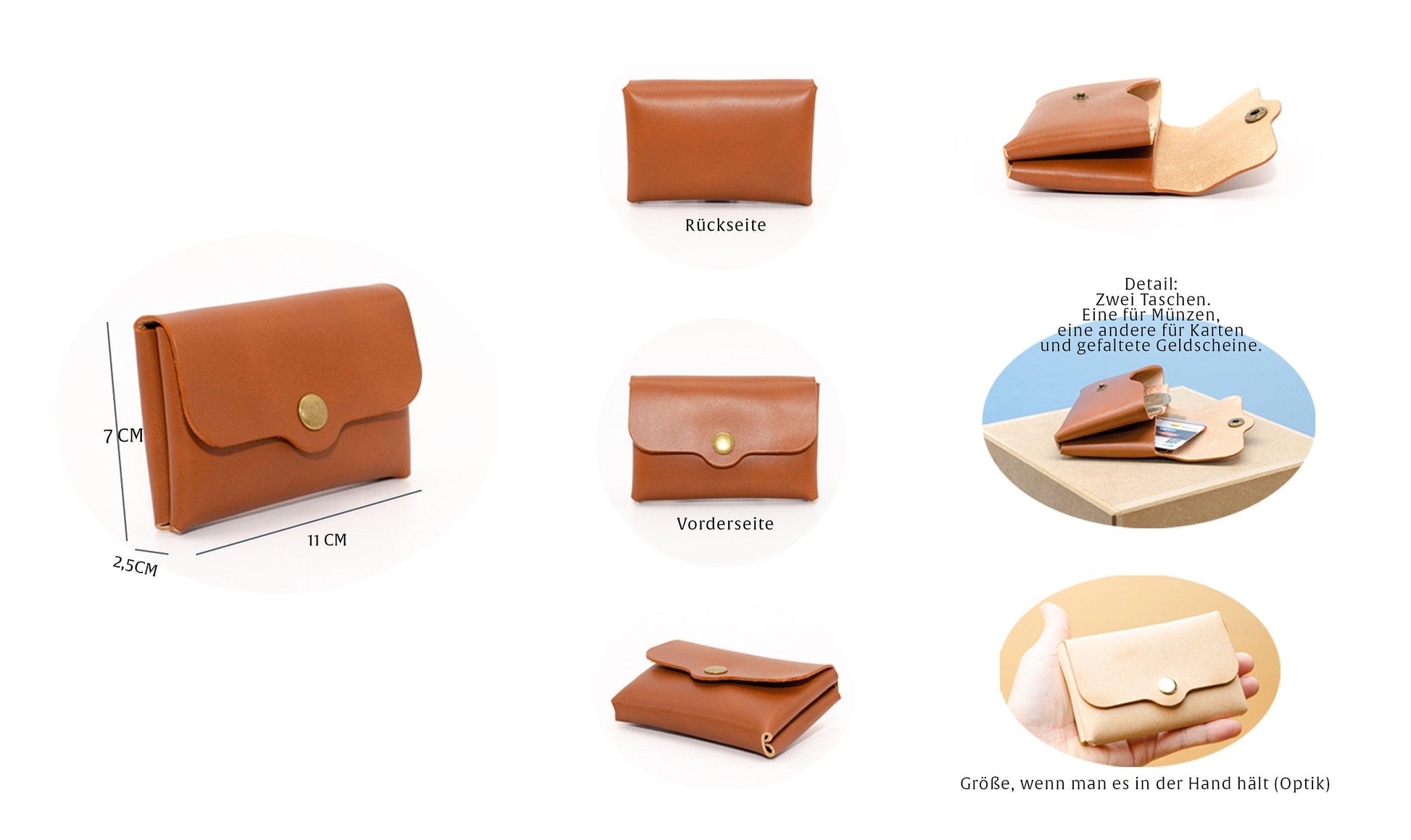 Minimalistischer Leder Geldbeutel. Kleine Ledergeldbörse. Schlanke Brieftasche.Geldbeutel für Damen. Frauen Portemonnaie.Geschenk für Sie. - KATAAB