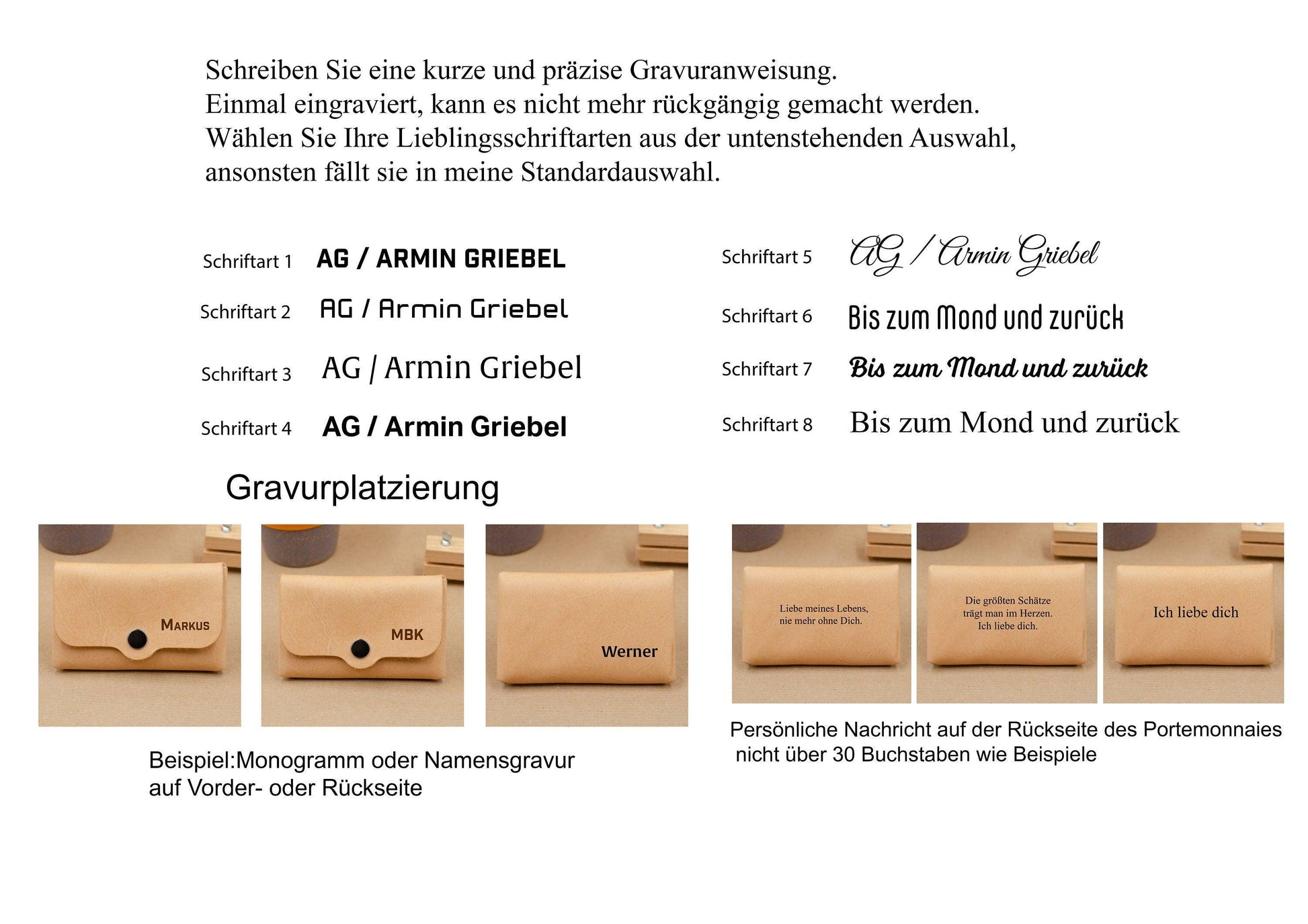 Personalisierte Geldbörse mit Gravur. Minimalistischer Leder Geldbeutel (für Herren / Damen). Geschenk für ihn. Geschenk für Sie. - KATAAB