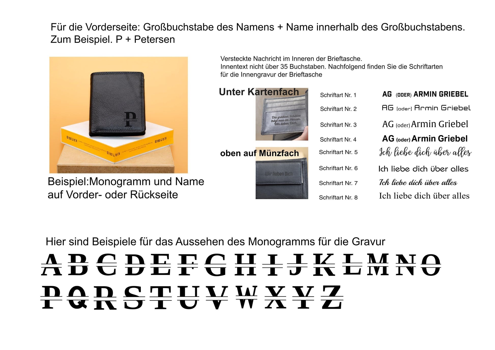Name & Monogramm Geldbörse mit Gravur für Männer.Personalisierte Brieftasche.Geschenk für Papa,Geschenk für Ihn.Geburtstag Geschenk - KATAAB