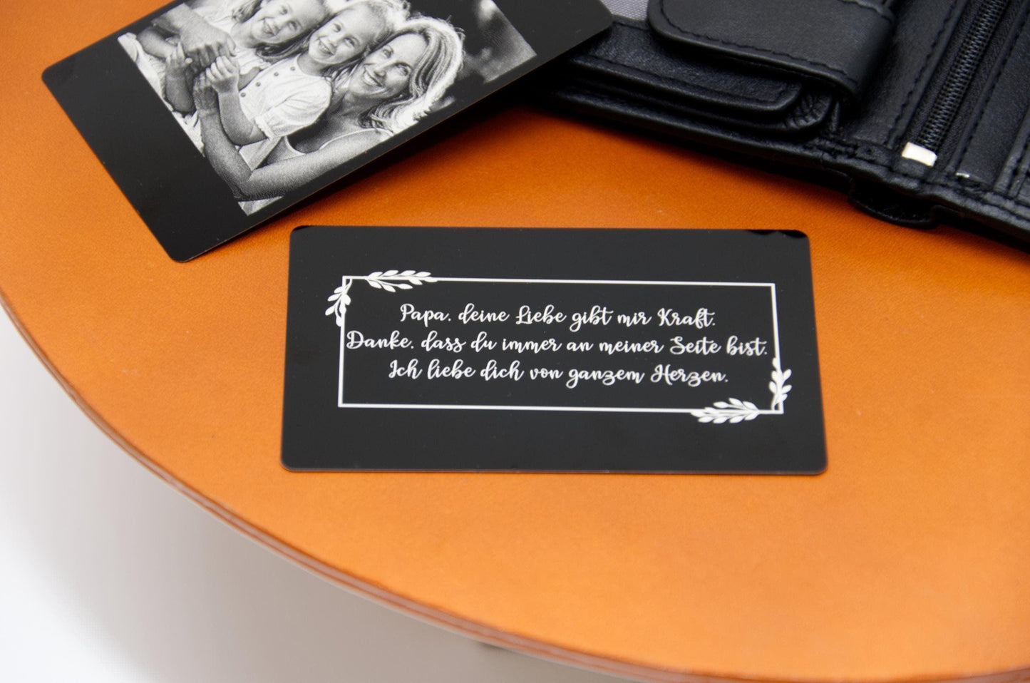 Personalisierte Geldbörseneinlage – Aluminiumkarte mit Foto & Text Gravur – Individuelles Geschenk für besondere Anlässe - KATAAB
