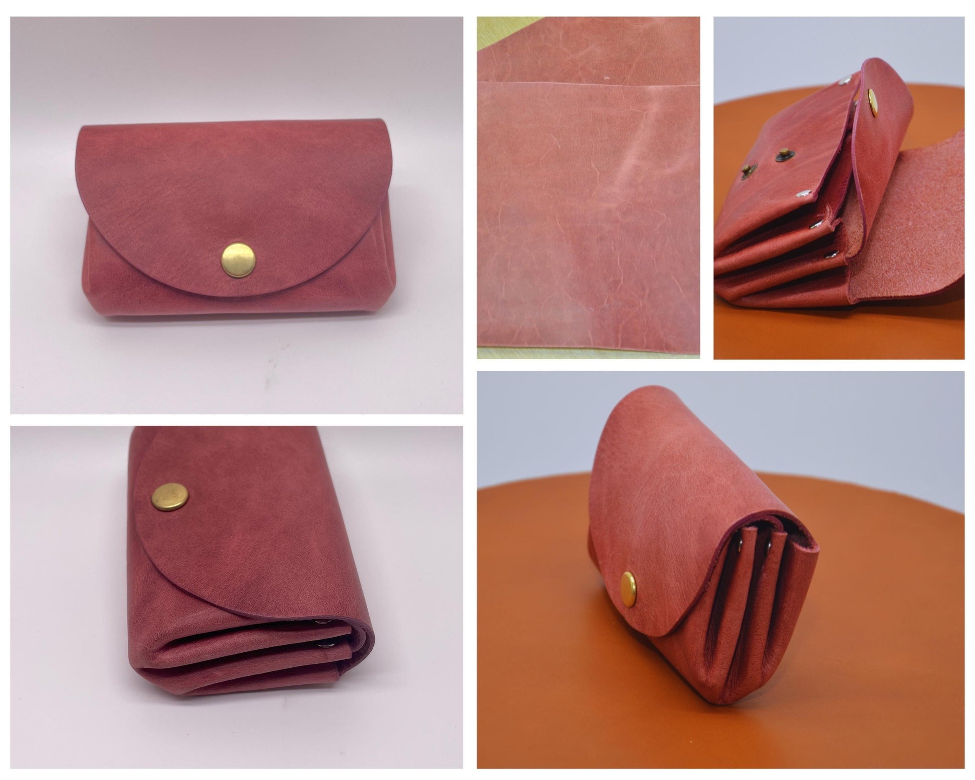 Minimalistisches Portemonnaie für Frauen cir. 11,5x8x3,5cm. Kleine Geldbeutel für Damen. Geschenke für Sie. Schlanke Brieftasche für Damen. Altrosa - KATAAB